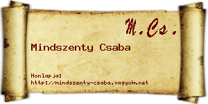 Mindszenty Csaba névjegykártya
